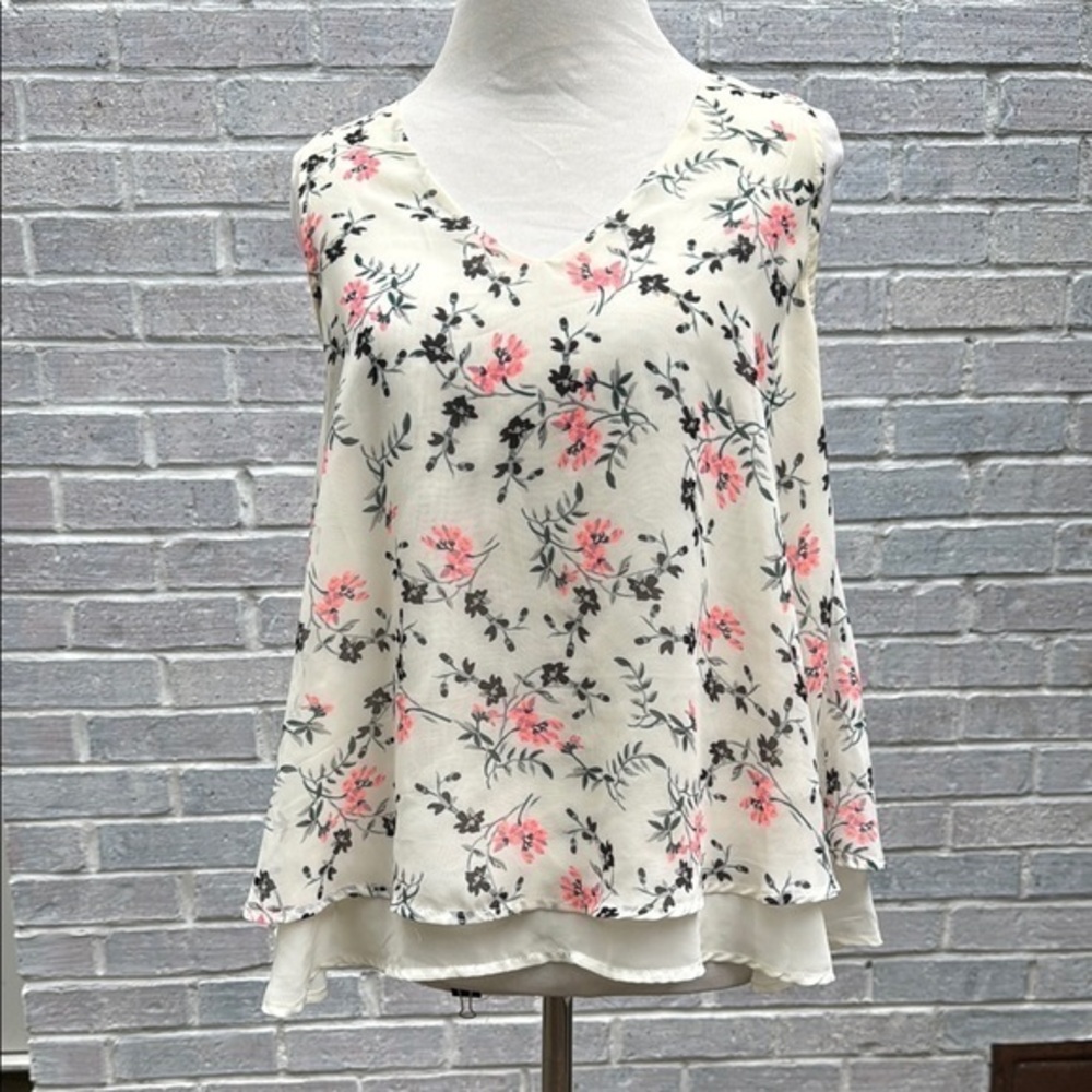 Sienna Sky floral layered chiffon tank Small